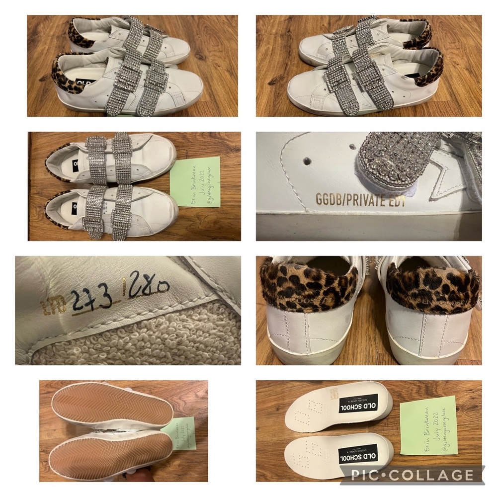 Size 37 Golden Goose Neiman Marcus Private Edition Crystal/Leopard Old Schools!